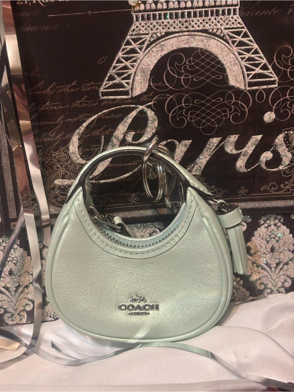 Coach Mini Teri Bag Charm in Mint Green